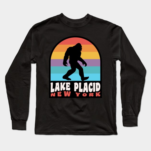 Lake Placid NY Bigfoot Sasquatch Adirondack Mountains Long Sleeve T-Shirt by PodDesignShop